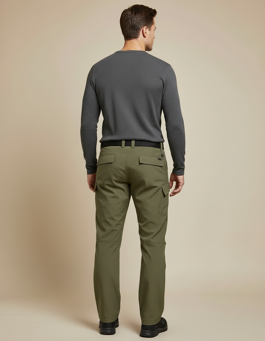 Pantalon Cargo Vert Militaire Zippé Multi-Poches Homme - Kaki Polyester - vue 2