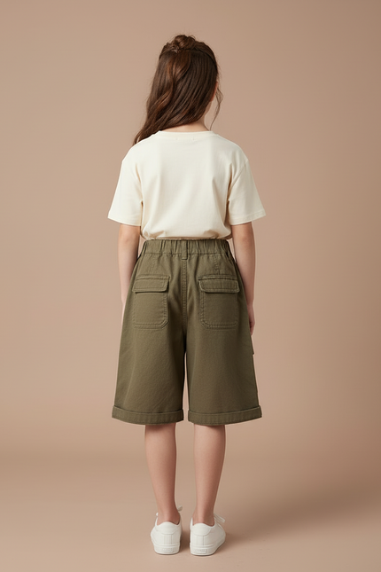 Pantalon Cargo Kaki Ample Coton Enfant - vue 2