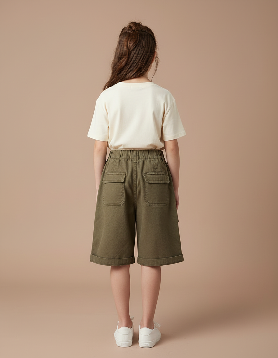 Pantalon Cargo Kaki Ample Coton Enfant - vue 2