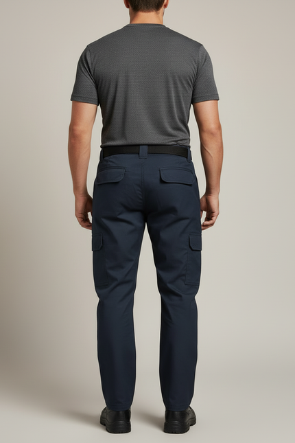 Pantalon Cargo Homme Bleu Marine Tactique Multi-Poches - Gabardine - vue 2