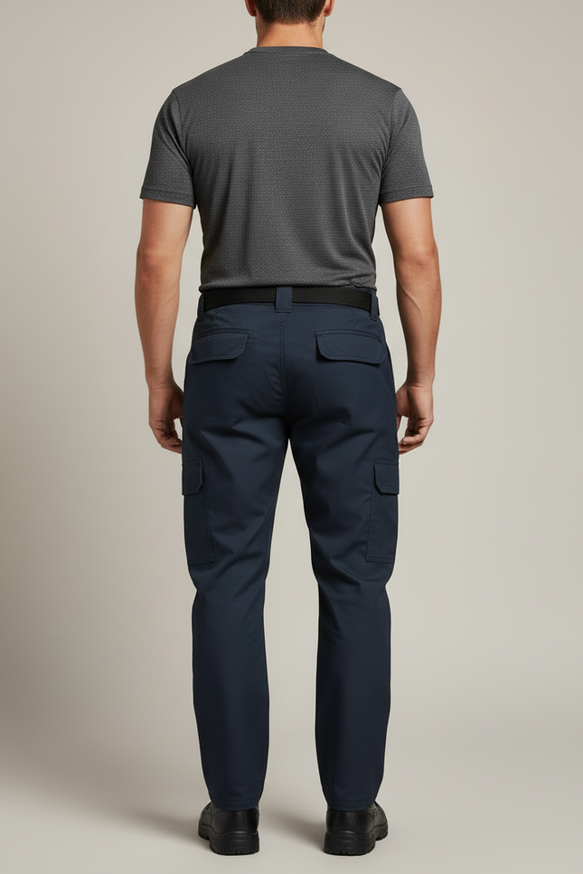 Pantalon Cargo Homme Bleu Marine Tactique Multi-Poches - Gabardine - vue 2