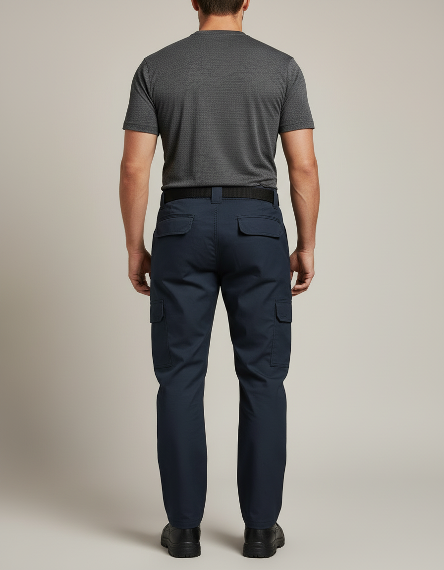 Pantalon Cargo Homme Bleu Marine Tactique Multi-Poches - Gabardine - vue 2