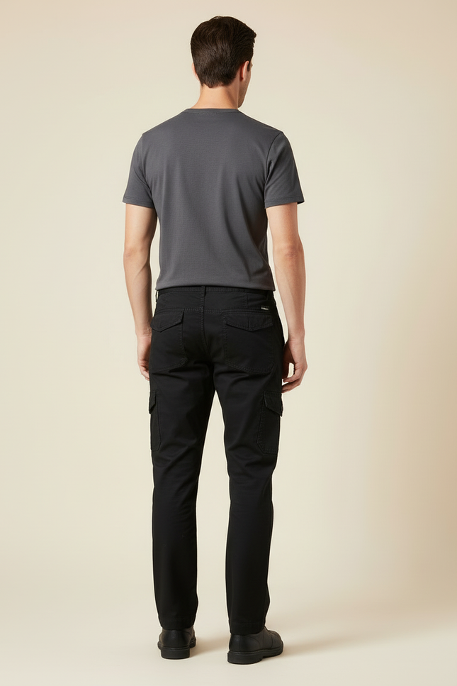 Pantalon Cargo Homme Noir Droit - Toile - vue 2