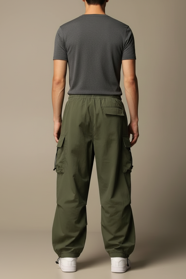 Pantalon Cargo Large - Kaki Polyester - vue 2