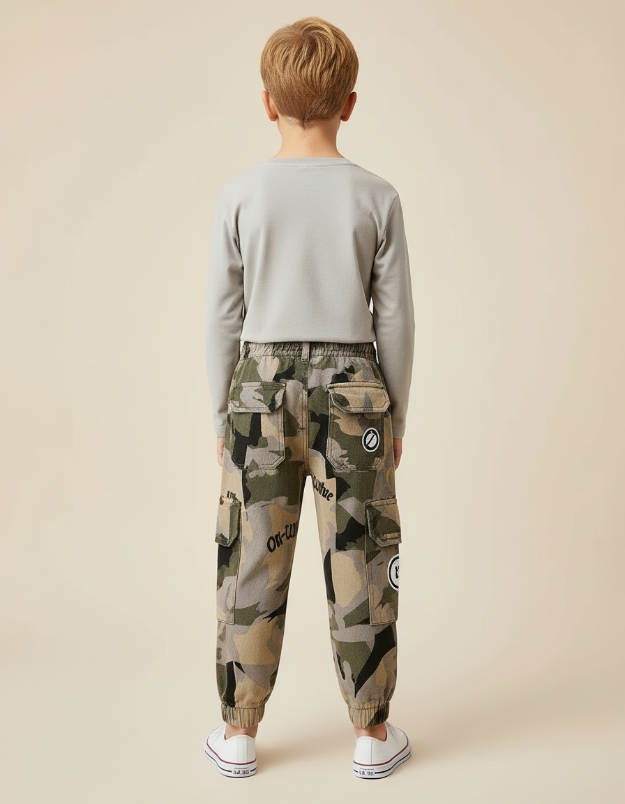 Pantalon Cargo Camouflage Enfant Décontracté Multipoches Imprimé - Toile - vue 2