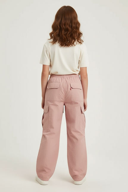 Pantalon Cargo Rose Ample Léger Décontracté Enfant - Polyester - vue 2