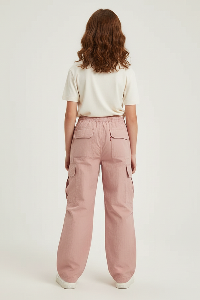 Pantalon Cargo Rose Ample Léger Décontracté Enfant - Polyester - vue 2
