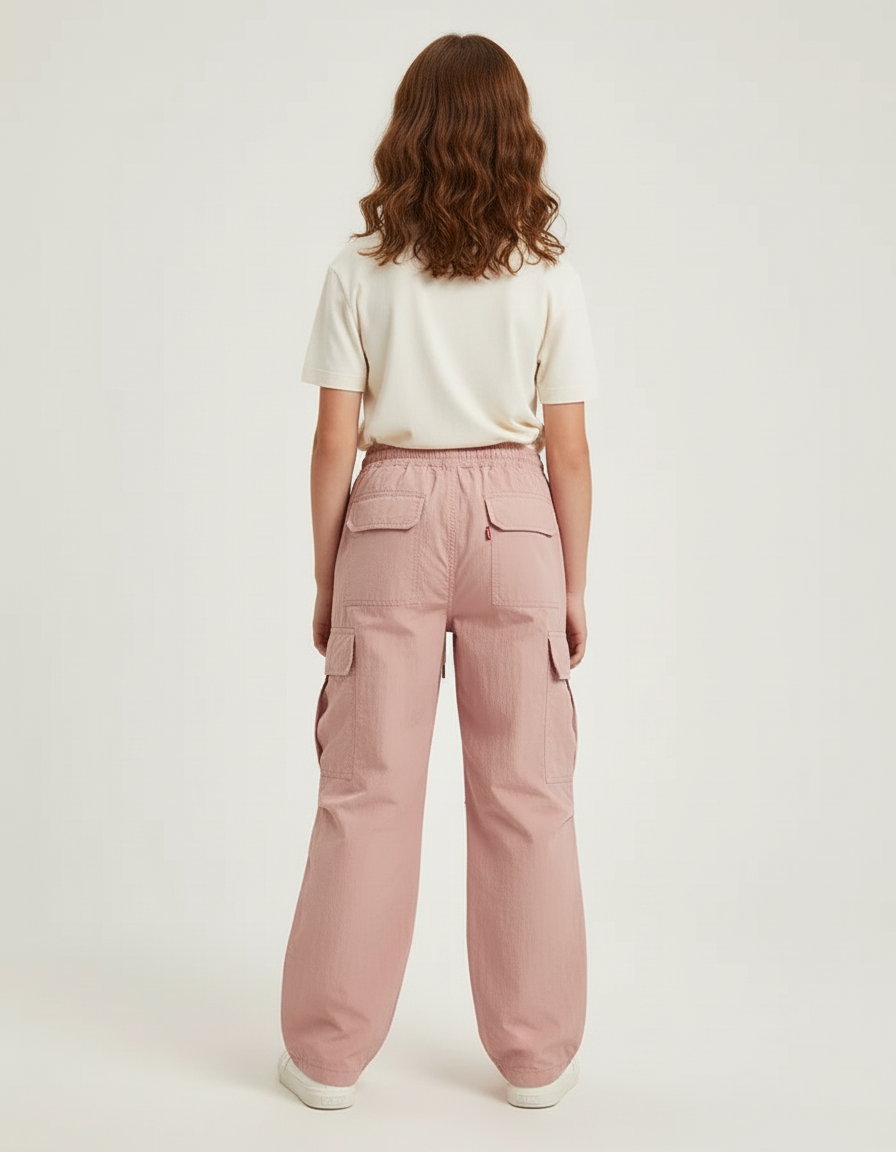 Pantalon Cargo Rose Ample Léger Décontracté Enfant - Polyester - vue 2
