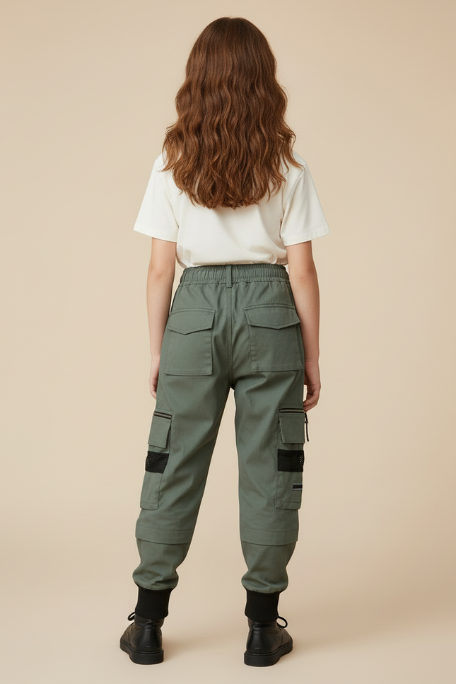 Pantalon Cargo Kaki Ample Multipoches Enfant Urbain - Toile - vue 2