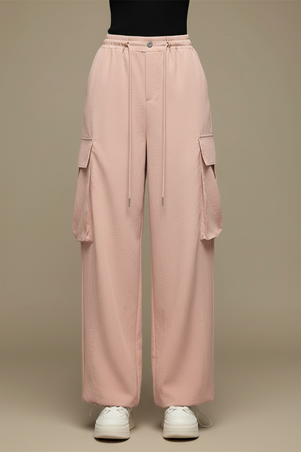 Pantalon Cargo Rose Ample Taille Haute Sport - Polyester - vue 3