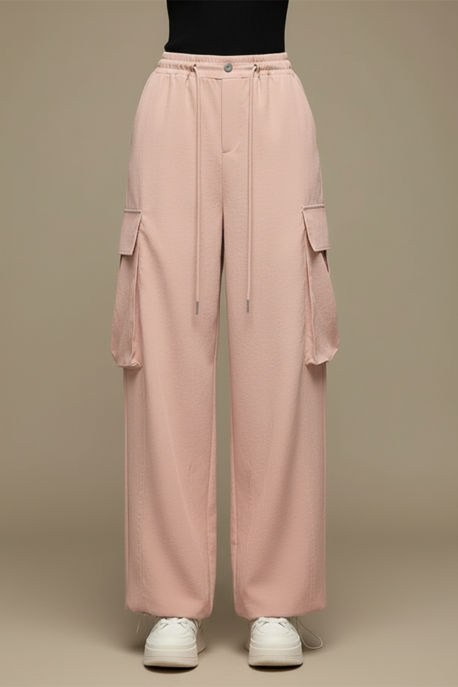 Pantalon Cargo Rose Ample Taille Haute Sport - Polyester - vue 3