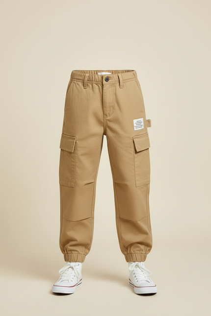 Pantalon Cargo Beige Enfant Coton Multipoches Décontracté - Toile - vue 3