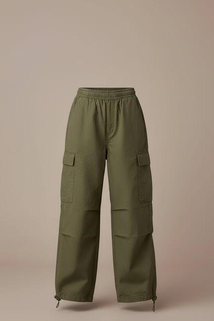 Pantalon Cargo Kaki Ample Coton Multipoches Fille - vue 3