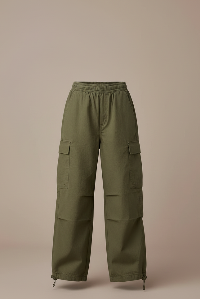 Pantalon Cargo Kaki Ample Coton Multipoches Fille - vue 3