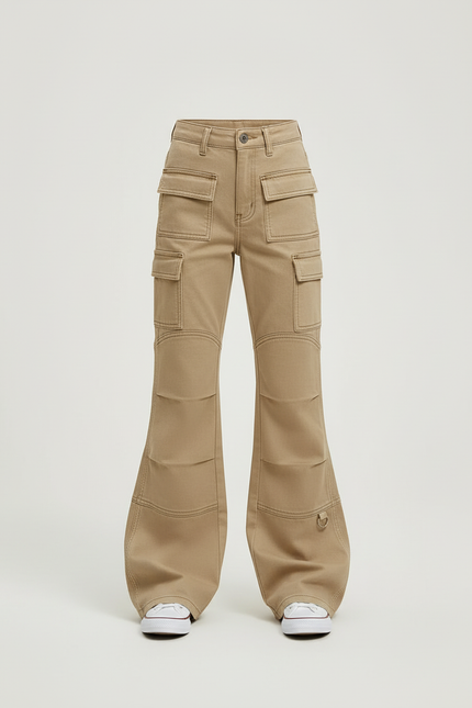 Pantalon Cargo Kaki Ample Évasé Multipoches Enfant - Toile - vue 3
