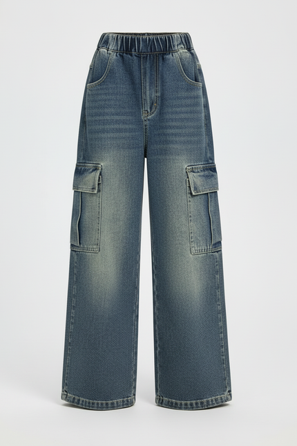 Pantalon Cargo En Jean - Bleu - vue 3