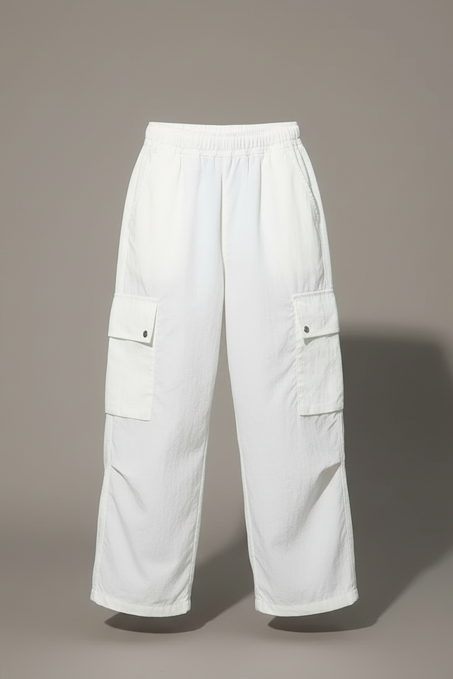 Pantalon Cargo Blanc Ample Décontracté Jeune Fille - Toile - vue 3