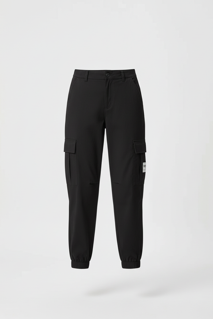 Pantalon Cargo Noir Taille Haute Jogger Femme - Polyester - vue 3