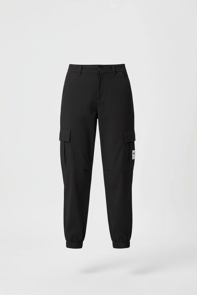 Pantalon Cargo Noir Taille Haute Jogger Femme - Polyester - vue 3