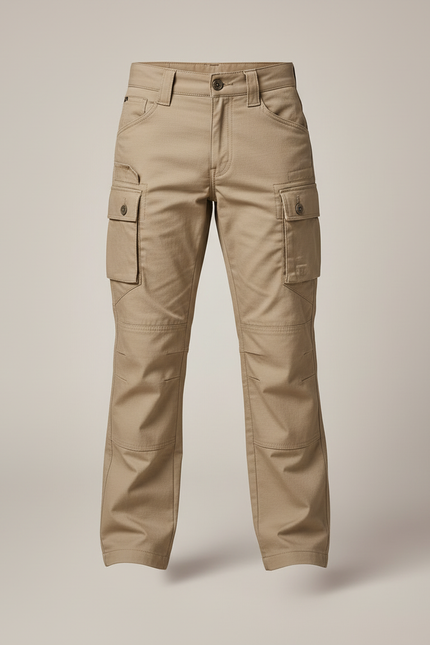 Pantalon Cargo Kaki Enfant Multipoches Résistant - Toile - vue 3