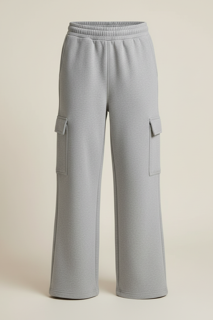 Pantalon Cargo Gris Ample Décontracté Fille Coton - Molleton - vue 3
