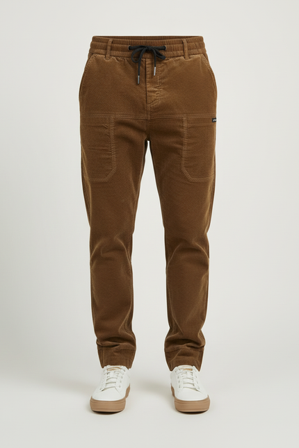 Pantalon Cargo Velours Côtelé Marron Décontracté Multipoches - Cordé - vue 3
