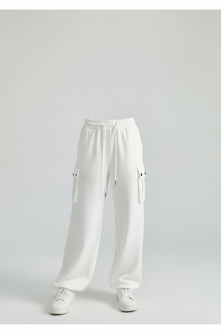 Pantalon Cargo Blanc Ample Décontracté Poches Fille - Molleton - vue 3