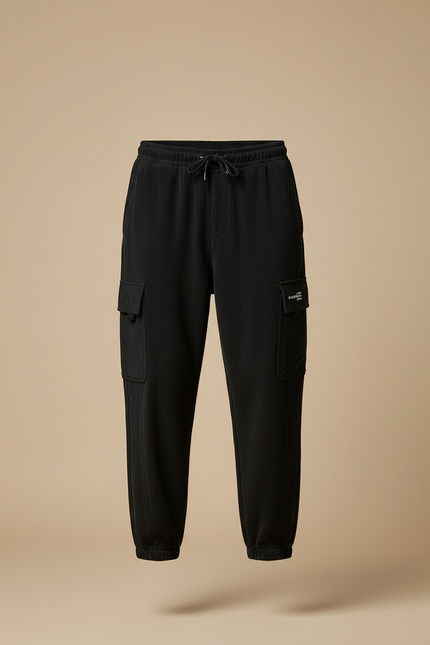 Pantalon Cargo Noir Côtelé Ample Homme Cordon - Cordé - vue 3