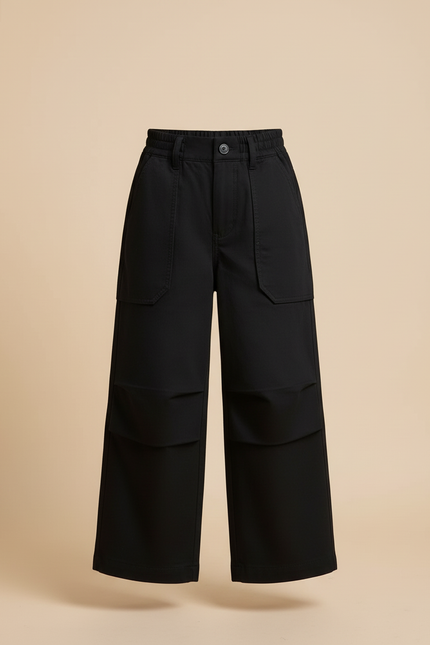 Pantalon Cargo Noir Ample Coton Enfant Poches - vue 3