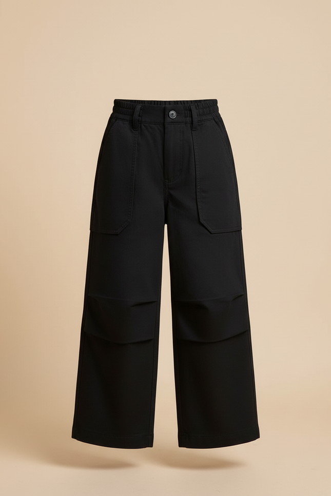 Pantalon Cargo Noir Ample Coton Enfant Poches - vue 3