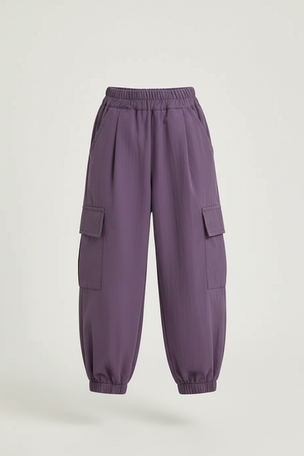 Pantalon Cargo Violet Ample Léger Enfant Fille - Polyester - vue 3
