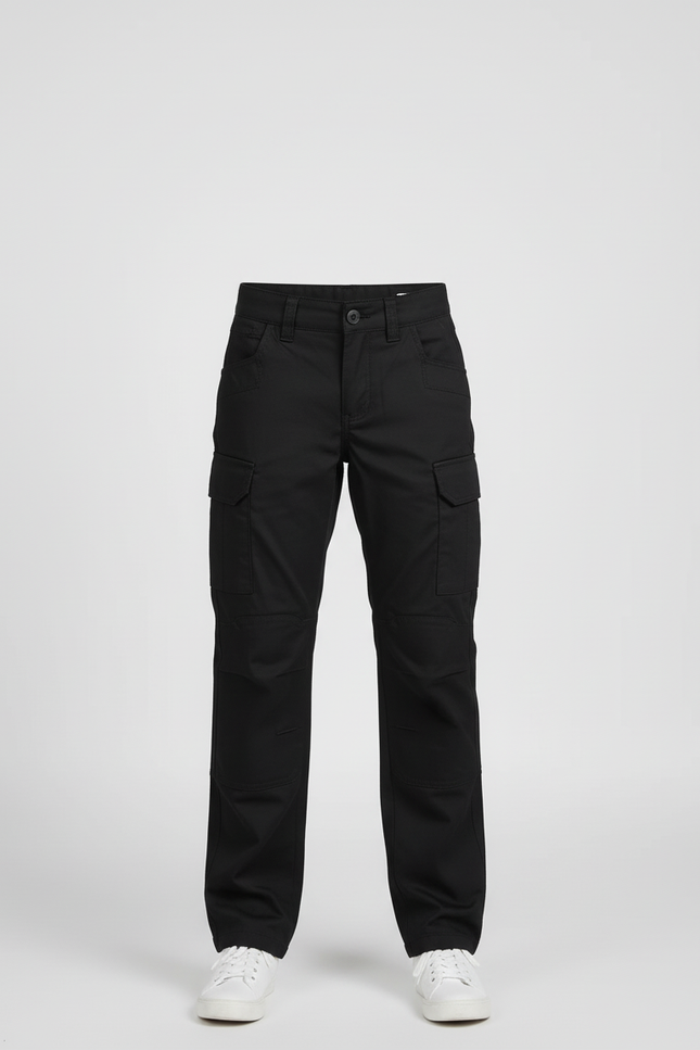 Pantalon Cargo Noir Décontracté Ample Coton Enfant - Toile - vue 3