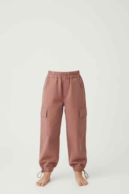 Pantalon Cargo Rose Ample Poches Fille Cordon - Coton - vue 3