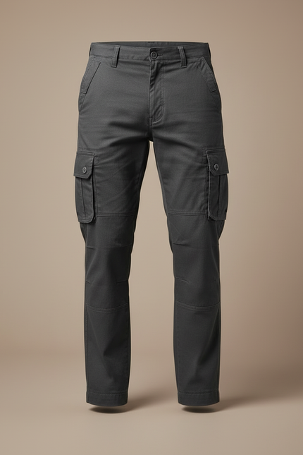 Pantalon Cargo Gris Multipoches Décontracté Coton Homme - Toile - vue 3