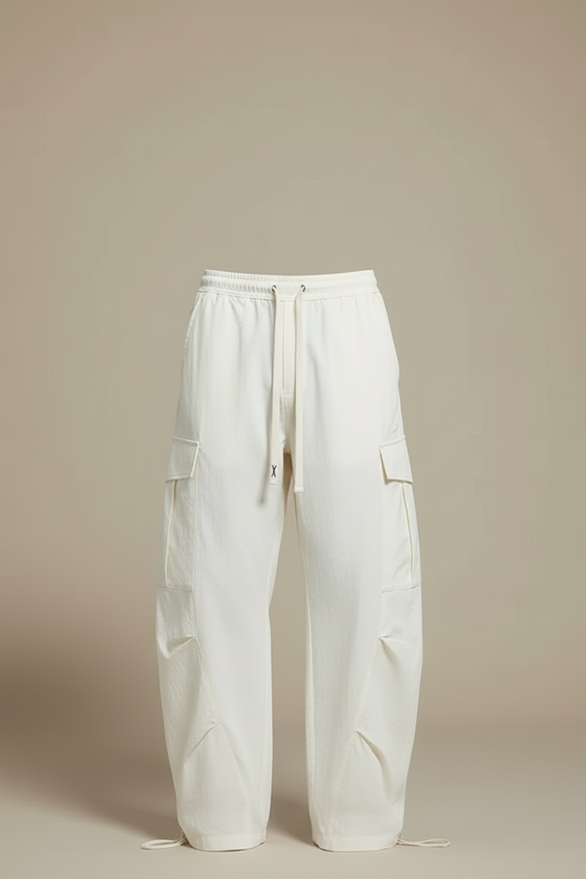 Pantalon Cargo Blanc Ample Décontracté Coton Homme - vue 3