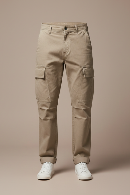 Pantalon Cargo Beige Coton Ample Décontracté Homme - vue 3
