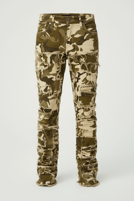 Pantalon Cargo Camouflage Patchwork Effiloché Slim Garçon - Multicolore Jean - vue 3