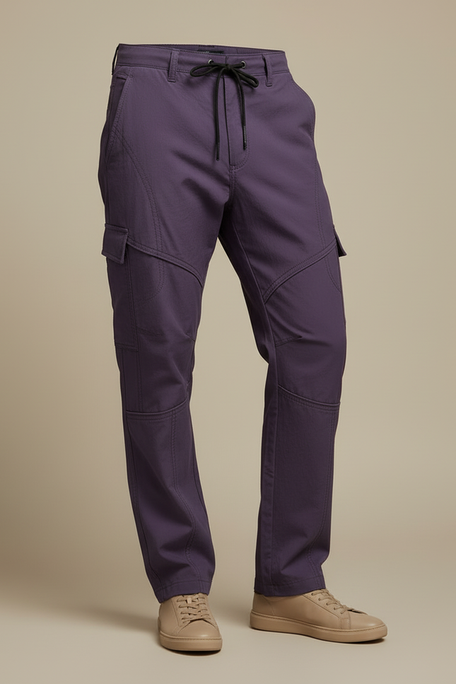 Pantalon Cargo Violet Homme Coton Décontracté - vue 3