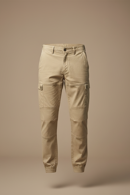 Pantalon Cargo Beige Coton Homme Jogger Multi-poches - vue 3