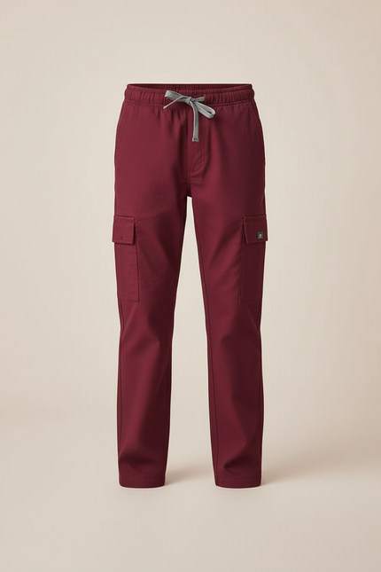 Pantalon Cargo Bordeaux Droit Cordon Enfant - Gabardine - vue 3
