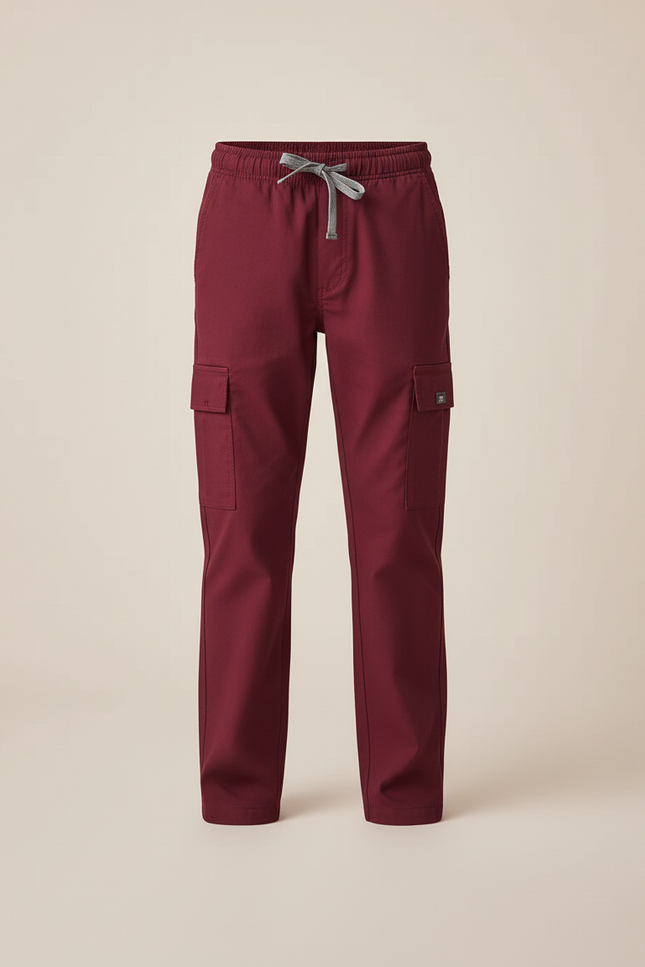 Pantalon Cargo Bordeaux Droit Cordon Enfant - Gabardine - vue 3