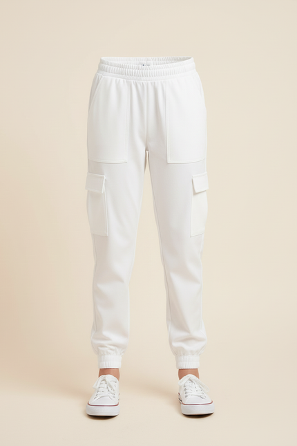 Pantalon Cargo Blanc Ample Poches Latérales Enfant - Polyester - vue 3