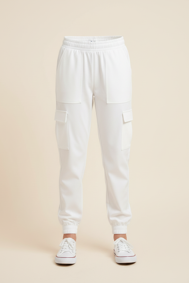 Pantalon Cargo Blanc Ample Poches Latérales Enfant - Polyester - vue 3