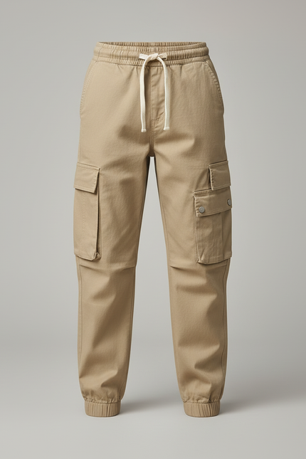 Pantalon Cargo Beige Ample Multipoches Coton Enfant - vue 3