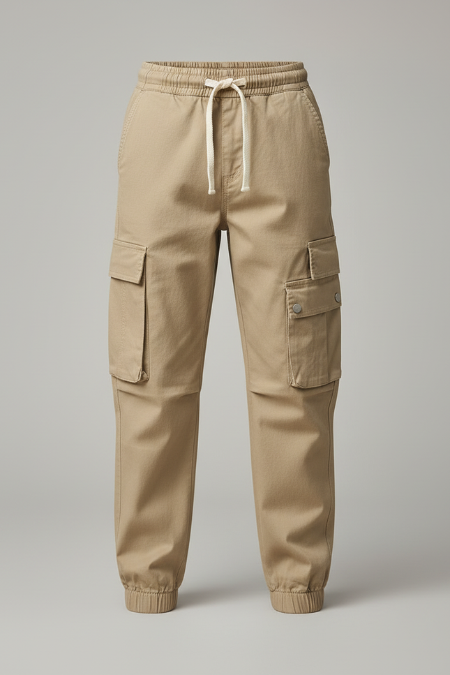 Pantalon Cargo Beige Ample Multipoches Coton Enfant - vue 3