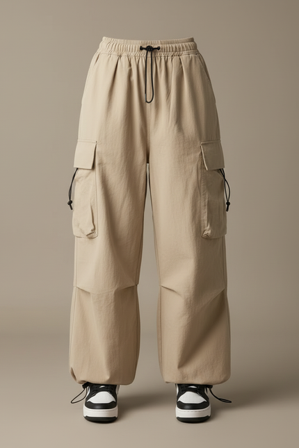 Pantalon Cargo Beige Ample Taille Haute Femme - Coton - vue 3
