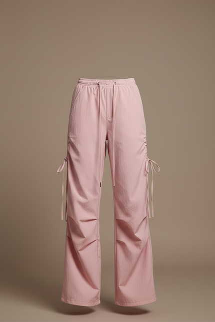 Pantalon Cargo Rose Ample Cordon Streetwear Femme - Toile - vue 3