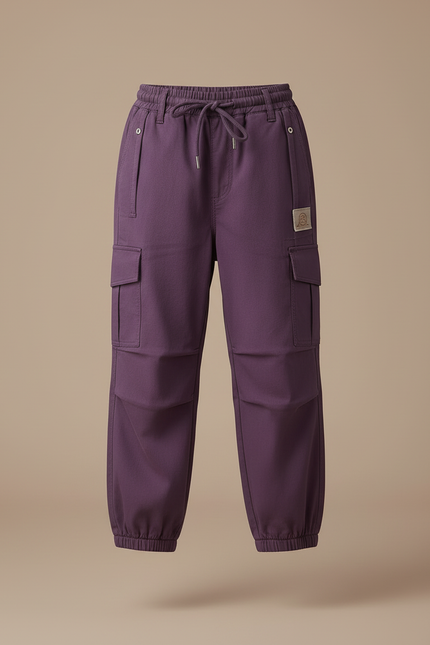 Pantalon Cargo Violet Ample Coton Élastique Fille - vue 3