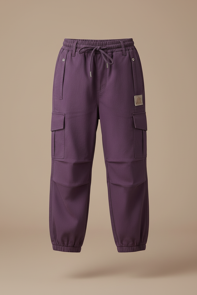 Pantalon Cargo Violet Ample Coton Élastique Fille - vue 3