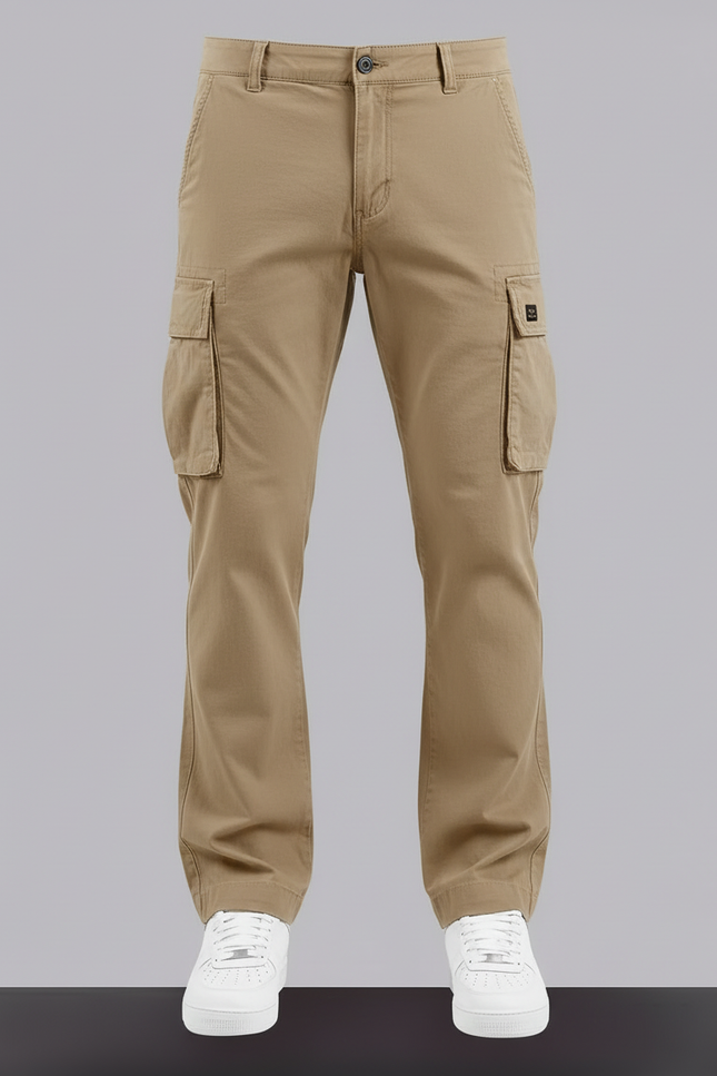Pantalon Cargo Homme Coton Ample Décontracté Multipoches - Beige - vue 3